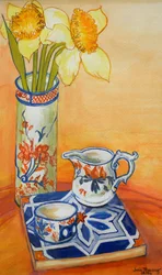 Jarrón Chino con Narcisos, Maceta y Jarra, 2014
